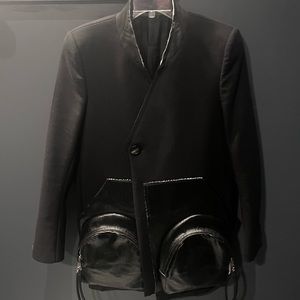 Rick Owens Rolf Black Leather Peacoat